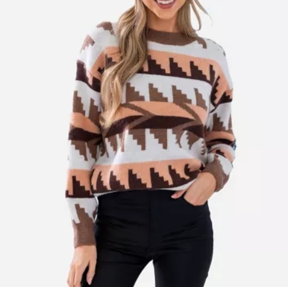 CUPSHE | Women's Geo Print Knit Long Sleeve Sweater - Picture 1 of 4